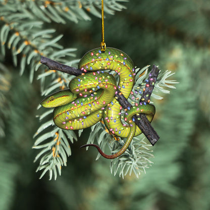 Petthouse | Trimeresurus Salazar Snake Ornament, Snake Christmas Ornament, Snake Xmas Light Ornament