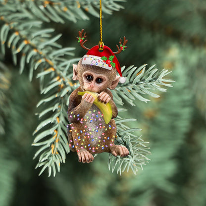 Petthouse | Mokey Banana Christmas Car Hanging Ornament Monkey Santa Hat Merry Christmas