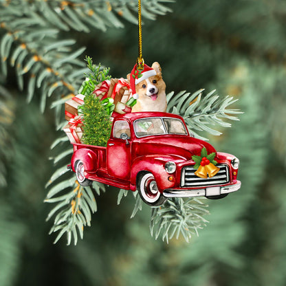 Petthouse | Pembroke Welsh Corgi Car Red Christmas Car Ornament Dog Ornament Christmas Ornament