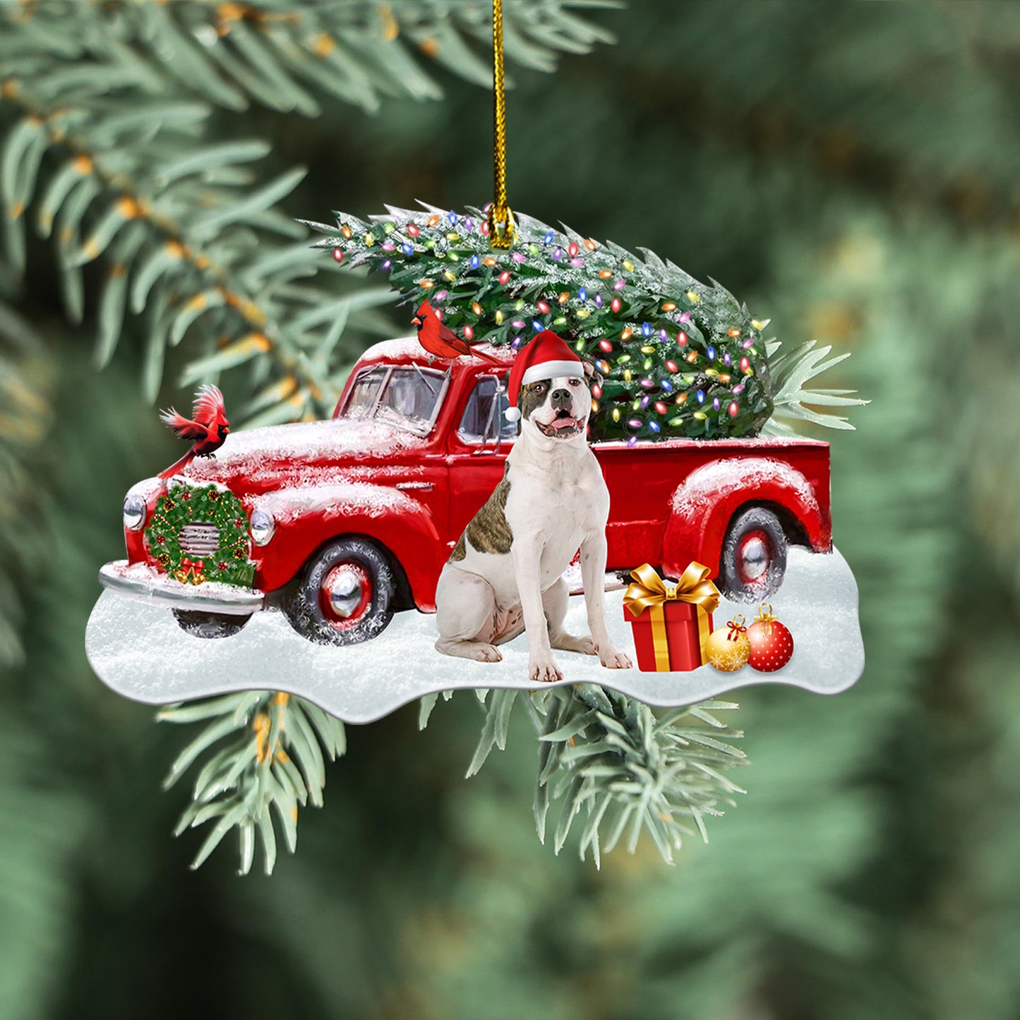 Petthouse | American Bulldog Xmas Ornament, American Bulldog \ncardinal Ornament, Dog Memorial Gift