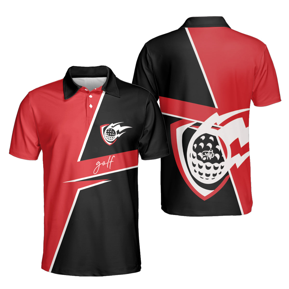 Petthouse | Golf Ball Flying Polo Shirt Golf Black And Red Unisex Polo Golfer Gift