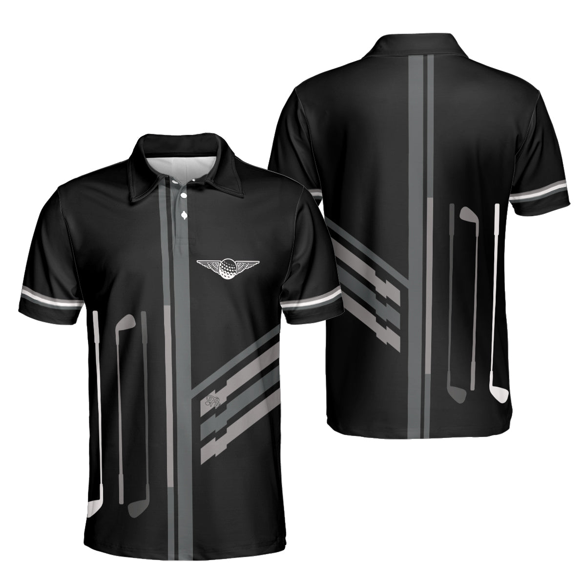 Petthouse | Golf Ball Angel Wings Polo Shirt Golf Clubs Pattern Golf Player Gift