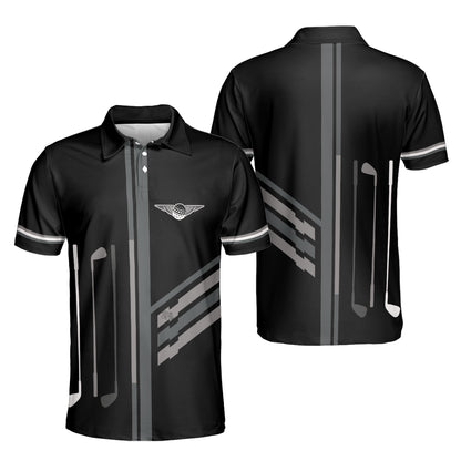 Petthouse | Golf Ball Angel Wings Polo Shirt Golf Clubs Pattern Golf Player Gift