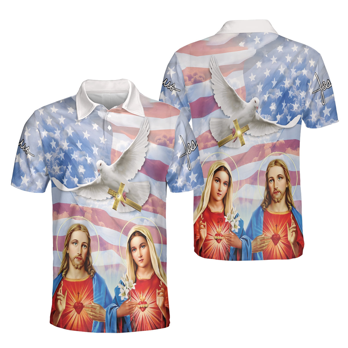 Petthouse | Mary Mother And Jesus Christ Us Polo Shirt Sacred Heart Jesus Sport Shirt Family Members Gift