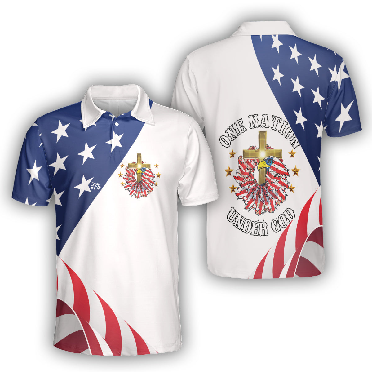 Petthouse | Eagle Cross Usa Flag Polo, American Flag Polo Shirt, Independence Day, American Pride