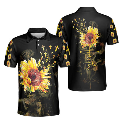 Petthouse | Faith Christian Cross Sunflower Polo Shirt Jesus God Christ Sport Shirt Sunflower Lovers Gift