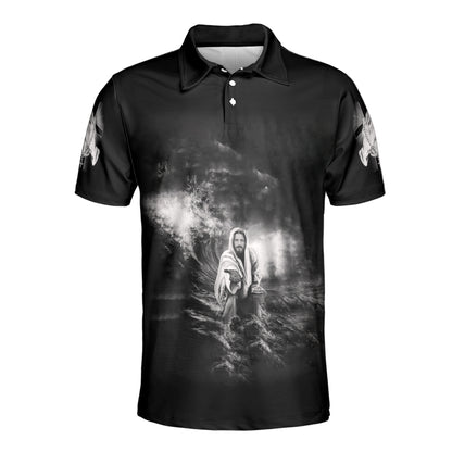 Petthouse | Jesus Ocean Storm Polo Short Jesus Focus On Me Not The Storm Polo Shirt Unisex Jesus Christian