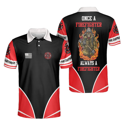 Petthouse | Firefighter Skull Polo Shirt Once A Firefighter Always A Firefighter Unisex Polo Shirt