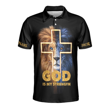 Petthouse | Customized The Light Of God Surrounds Me Polo Shirt Lion Cross Christian Gift