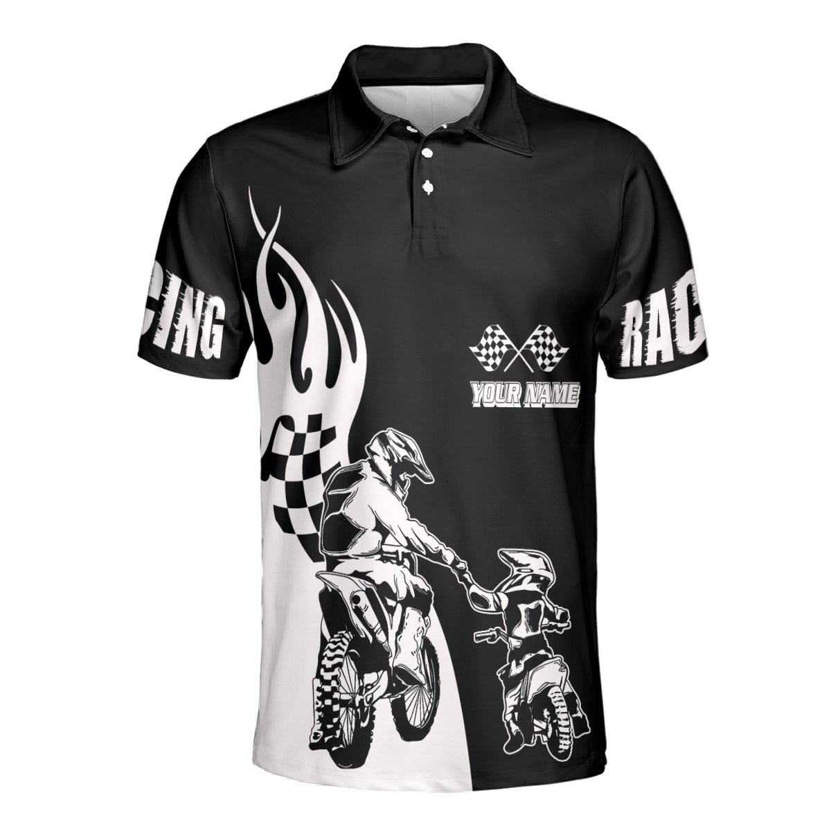 Petthouse | Customized Name An Old Man With A Dirt Bike Racing Polo Shirt Father's Day Gift Idea