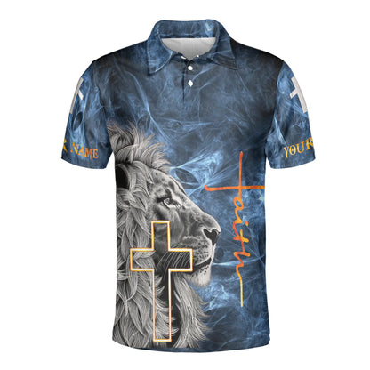 Petthouse | Lion Jesus Christian Polo Shirt When God's Warriors Go Down On Their Knees Unisex Polo Shirt