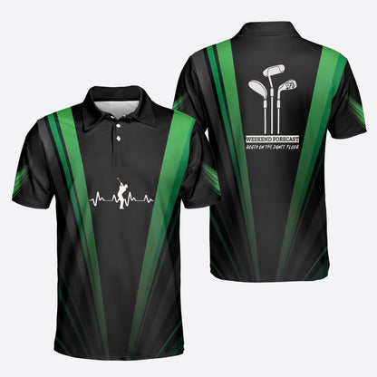 Petthouse | Black Green Golfer Polo Shirt, Weekend Forecast Bogey On The Dance Floor Quote Christmas