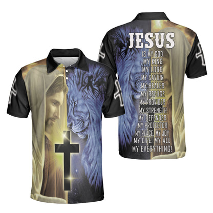 Petthouse | Jesus Lion Polo Shirt Jesus Is My God My King Sport Shirt Lion Of Judah God Lovers Gift