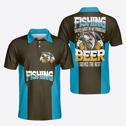 Petthouse | Fishing Beer Polo Shirt, Fishing Sloves Most Of My Problems Dad Grandpa Fisher Gift