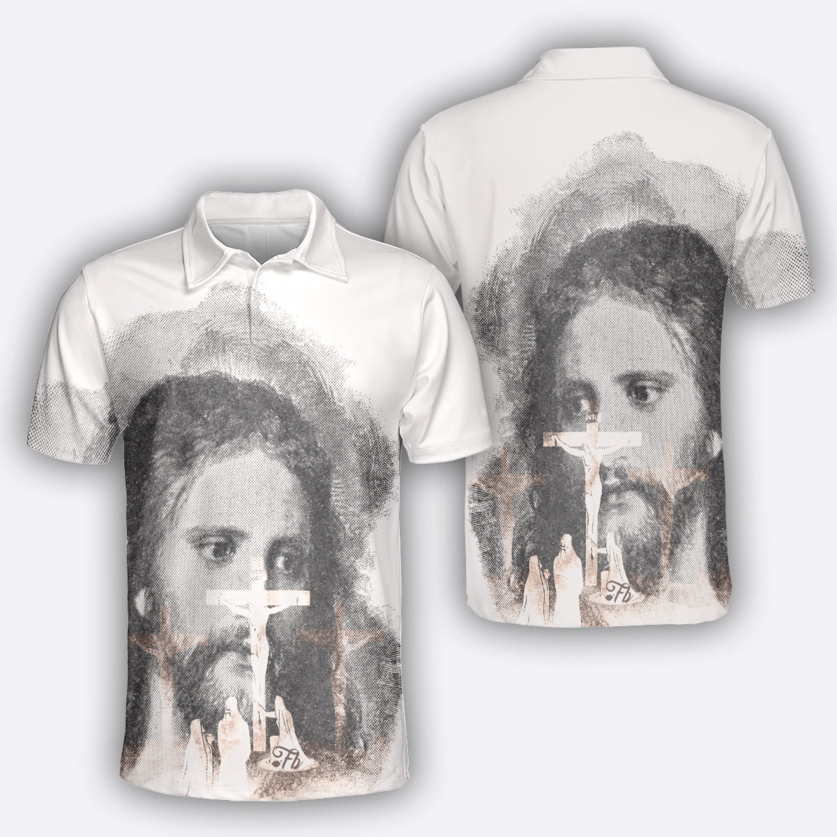 Petthouse | Jesus Pencil Art Polo, Jesus Portrait Polo Shirt, Jesus Cross Polo, Jesus Believer Gift