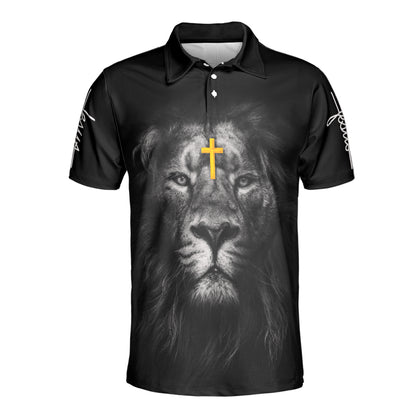 Petthouse | Custom Name Lion Jesus Cross And Crown Polo Forgiven Christian Gift