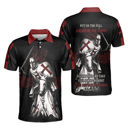 Petthouse | Christian Knight Templar Warrior Polo Shirt Armor Of God The Devil's Schemes Sport Shirt Dad Gift