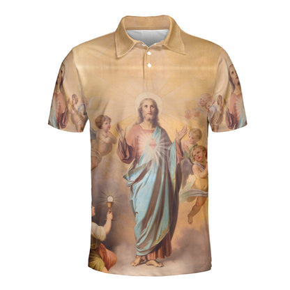 Petthouse | Jesus Christian Guess Who's Back Polo Shirt Christian Heaven Religion Sport Shirt Religious Gift