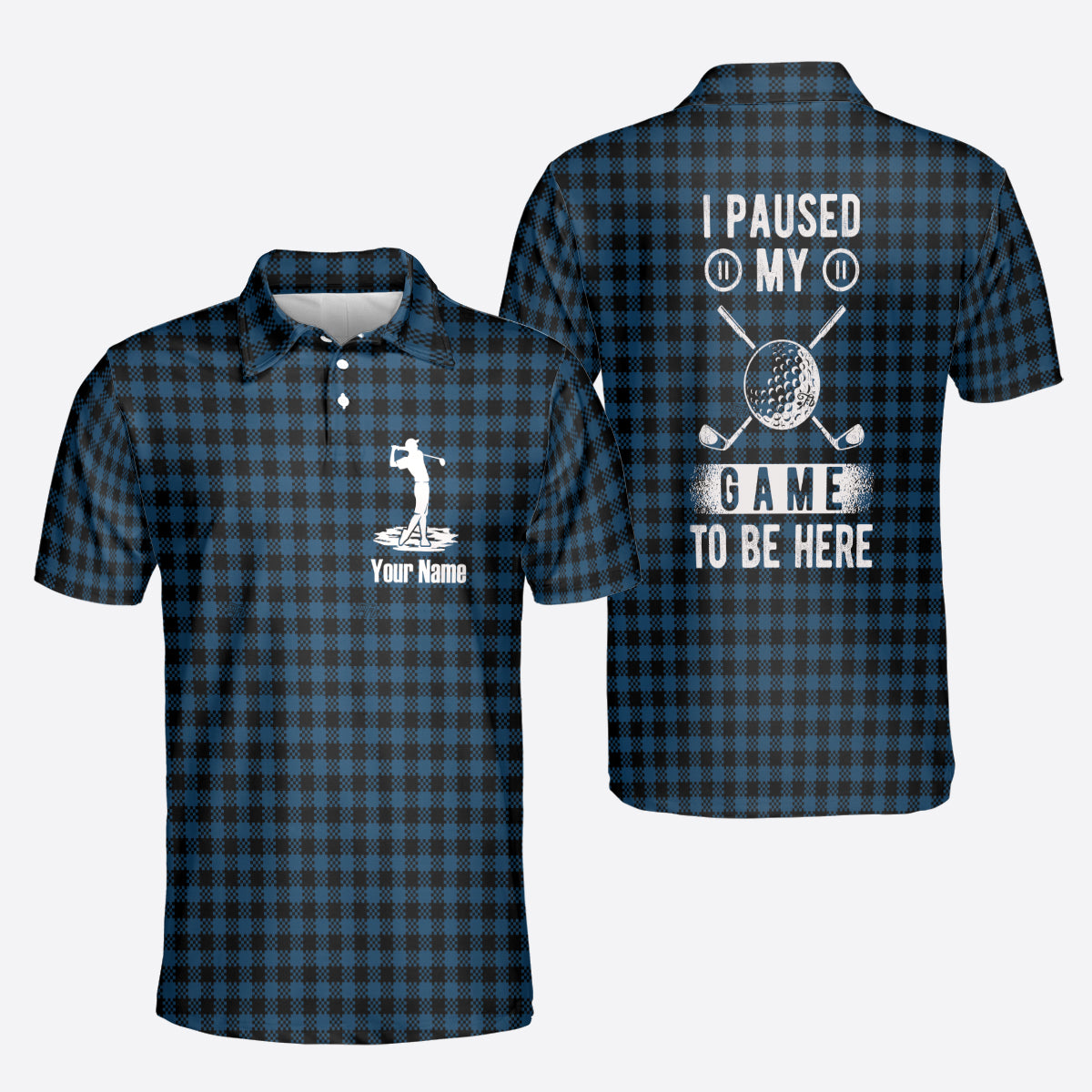 Petthouse | Custom Name I Paused My Game To Be Here Polo Shirt, Golf Player Dad Christmas Gift