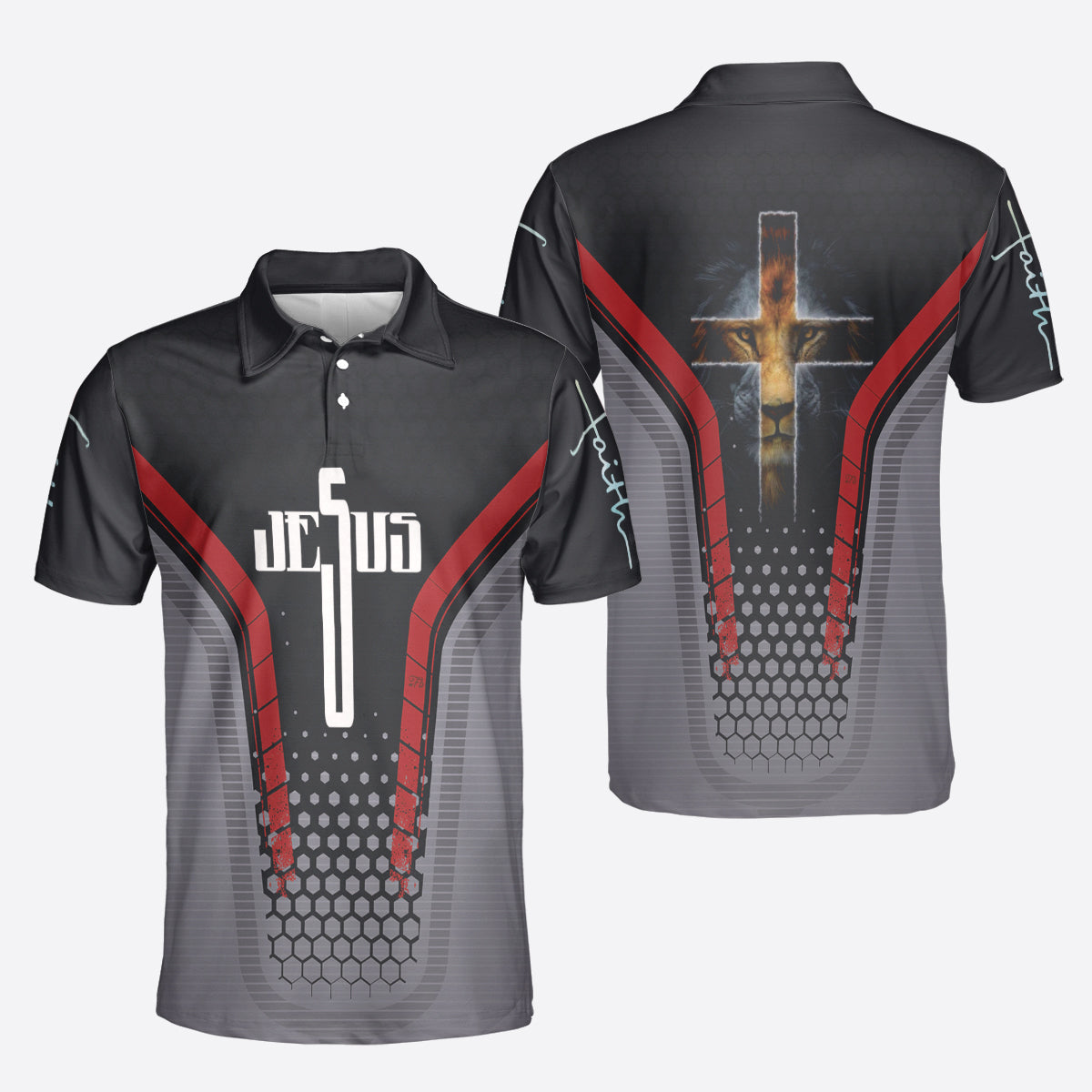 Petthouse | Jesus Faith Polo Shirt Jesus Warrior Polo Shirt Lion Christ Cross Polo Shirt Christian Outfit