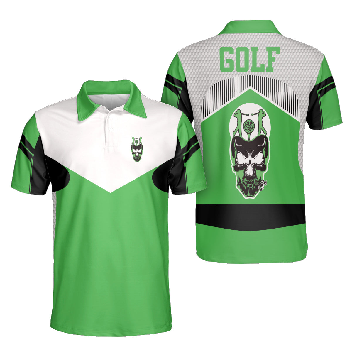 Petthouse | Golf Pattern Polo Shirt Golf Skull Golf Player Gift Golf Dad Father's Day Unisex Polo Shirt