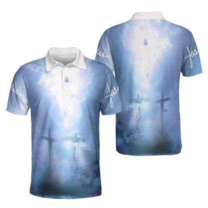 Petthouse | Jesus Christian Cross Heaven Polo Shirt Christian Religion Faith Sport Shirt Religious Gift Idea