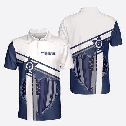 Petthouse | Customized Polo Shirt American Flag Thin Blue Line Police Lives Matter Police Dept