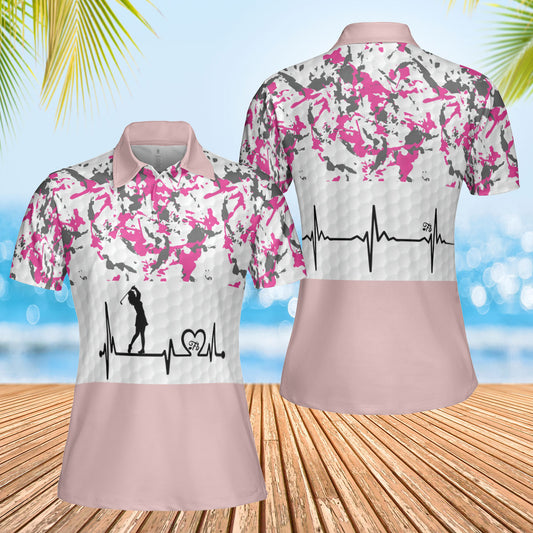 Petthouse | Golf Camo Polo Shirt Golf Girl Polo Shirt Unisex Golf Heartbeat Shirt Golf Player Gift