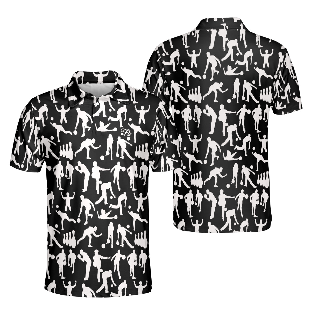 Petthouse | Bowling Polo Shirt Polo Silhouette Pattern Bowling Player Gift Unisex Polo Shirt