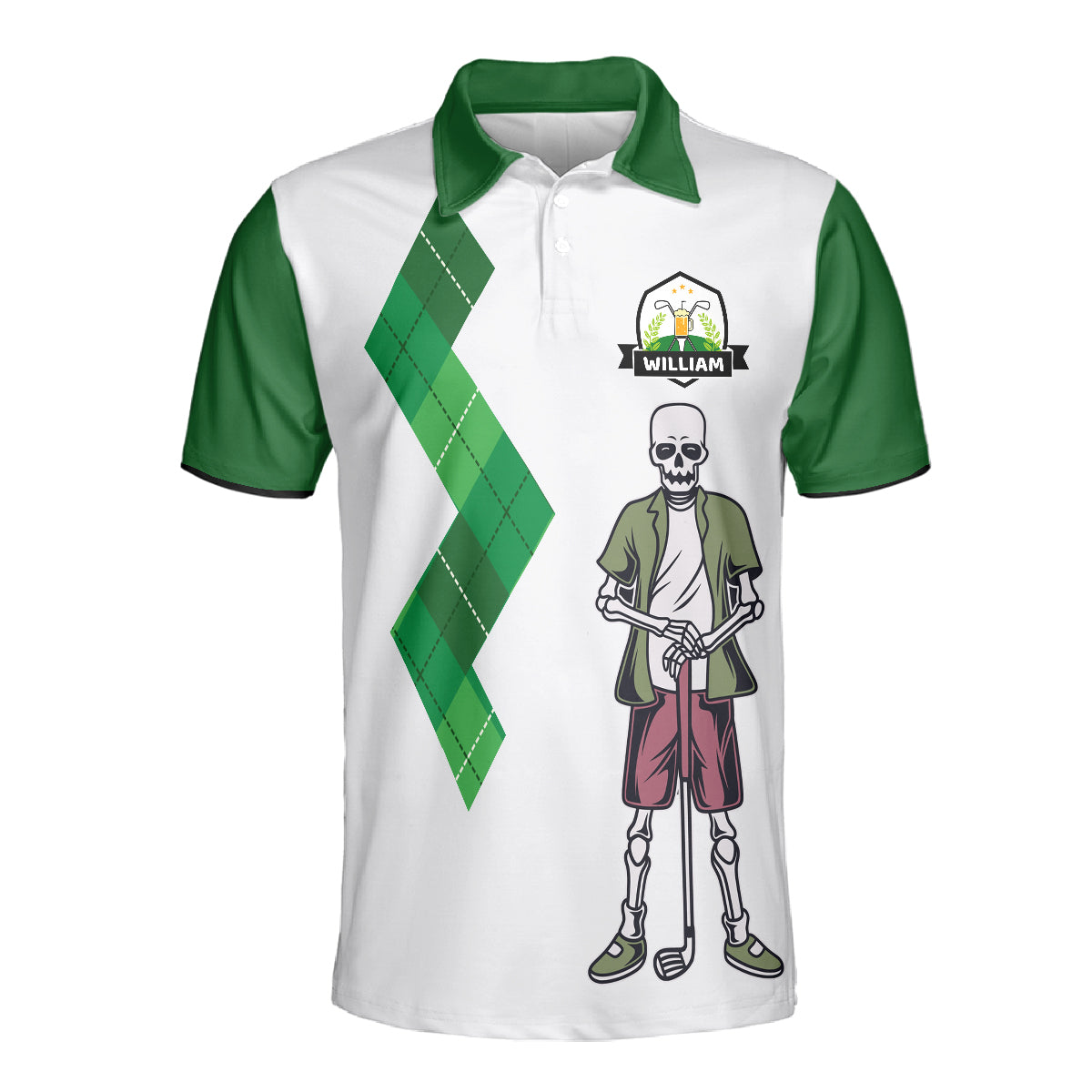 Petthouse | Customized Skeleton Golfer Men Polo Shirt I Like Golf And Beer Skull Golfing Sports