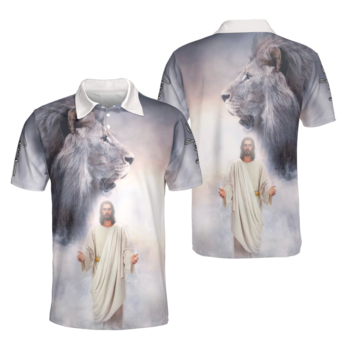 Petthouse | Jesus Lion Of Judah Portrait Art Polo Shirts Christian Apparel Faith Believer Gift