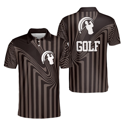 Petthouse | Golf Abstract Polo Shirt Golf Brown Line Unisex Polo Shirt Golf Player Gift