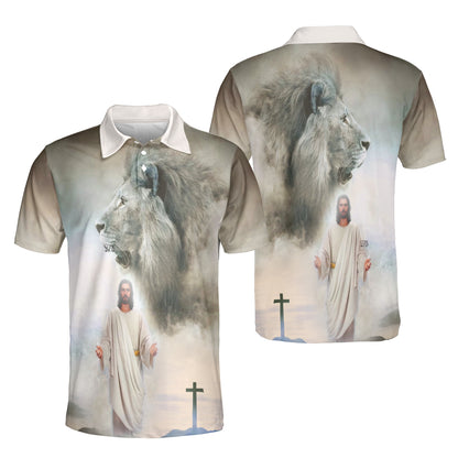 Petthouse | Jesus Christian Lion Of Judah Polo Shirt The Holy Cross Sport Shirt Jesus Lover Gift Religious Gift