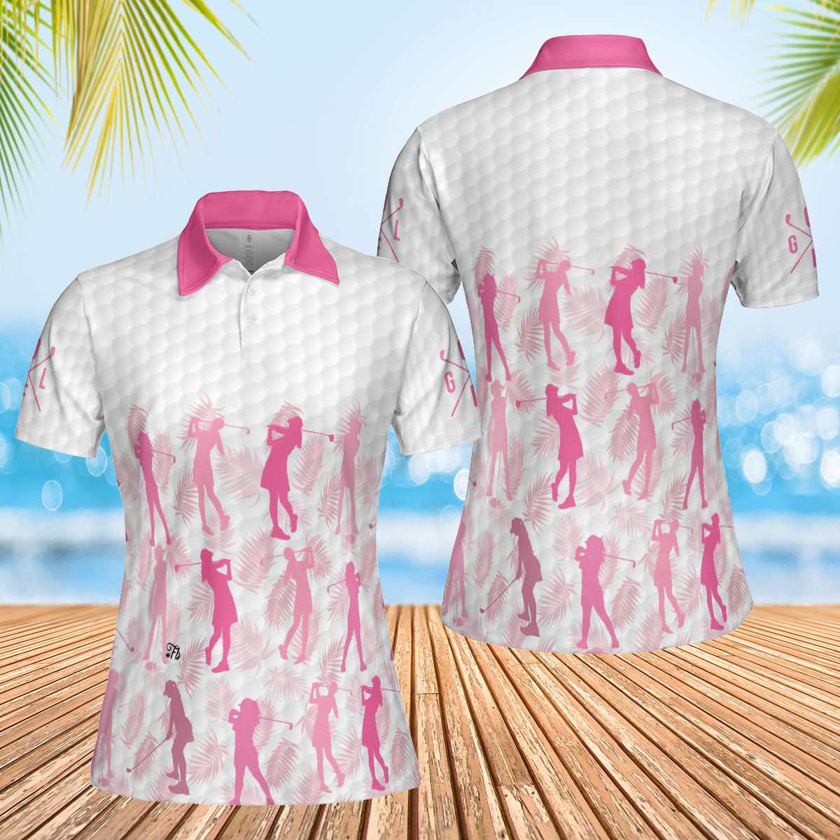 Petthouse | Golf Girl Polo Shirt Pink Golf Polo Shirt Unisex Polo Shirt For Women Golf Tropical Shirt