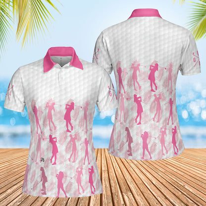 Petthouse | Golf Girl Polo Shirt Pink Golf Polo Shirt Unisex Polo Shirt For Women Golf Tropical Shirt