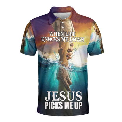 Petthouse | Jesus God Christian Polo Shirt Jesus Picks Me Up Sport Shirts Scripture Quote Bible Verse