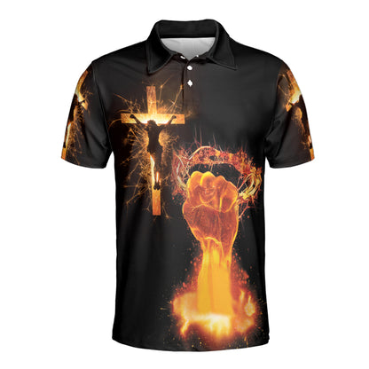 Petthouse | Jesus Christian Fire Polo Shirt The Holy Cross Spirit Sport Shirt God Lovers Gift Religious Gift