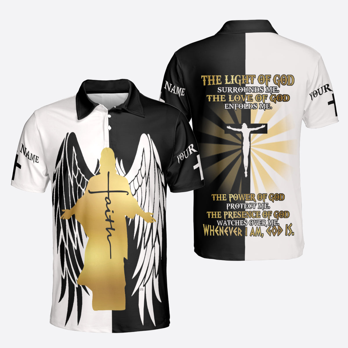 Petthouse | Customized Polo Shirt The Light Of God Polo Shirt Jesus Faith Polo Shirt Jesus Wings Polo Gift