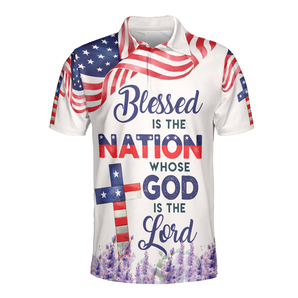 Petthouse | God Christian American Flag Polo Shirt Happy Independence Day 4th Of July Sport Shirt Patriot Gift