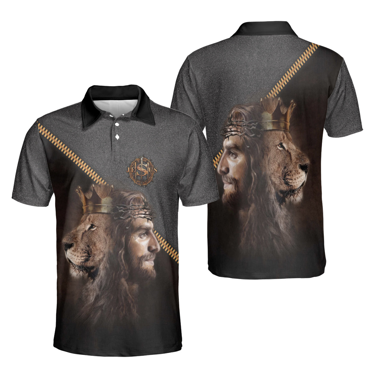 Petthouse | Jesus King Lion Jesus Portrait Art Golf Polo Shirt Dad Godfather Gift Unisex Polo Shirt