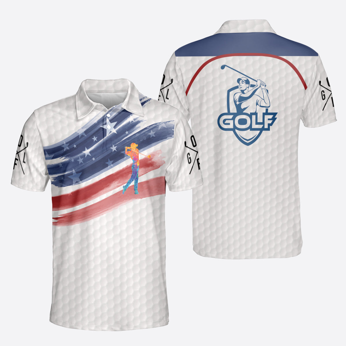 Petthouse | Colorful Golfer Polo Shirt, Golf Usa Flag Polo Shirt, Golf Logo Polo Shirt, Golfer Gift