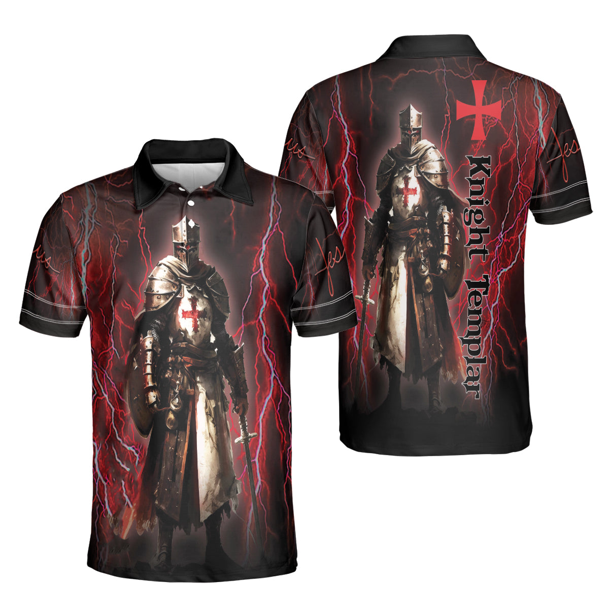 Petthouse | Knight Templar Warrior Christian Cross Polo Shirt Jesus Christ Sport Shirt Religious Gift