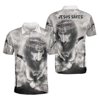 Petthouse | Jesus Christian Heaven Dove Polo Shirt God Christ Cross Sport Shirt Religious Gift Idea