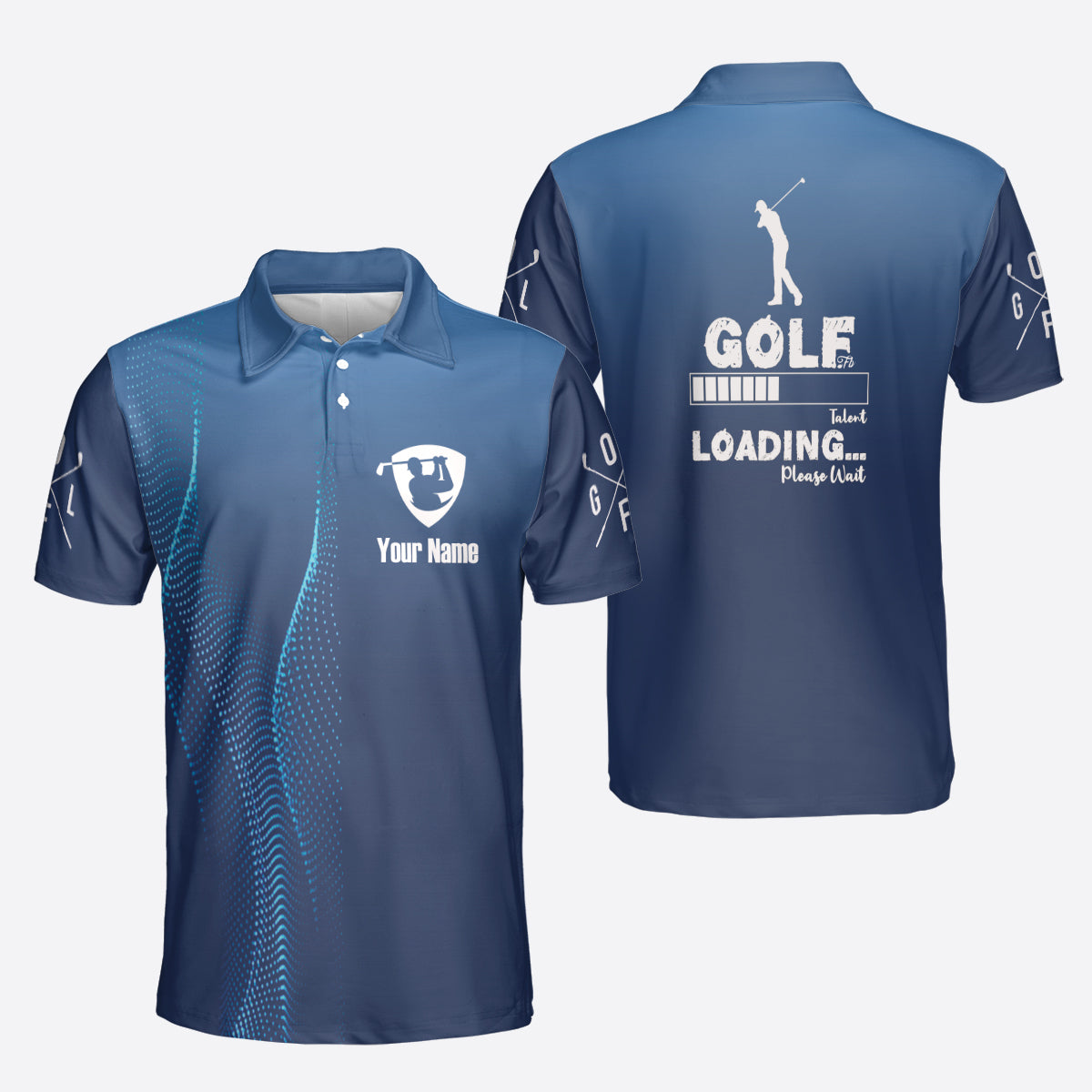 Petthouse | Custom Name Golf Loading Please Waited Polo Shirt, Funny Golfer Christmas Gift