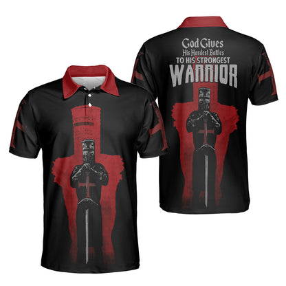 Petthouse | Black Knight Warrior Christian Polo Shirt God Christ Sport Shirt Religious Gift Father Gift Idea