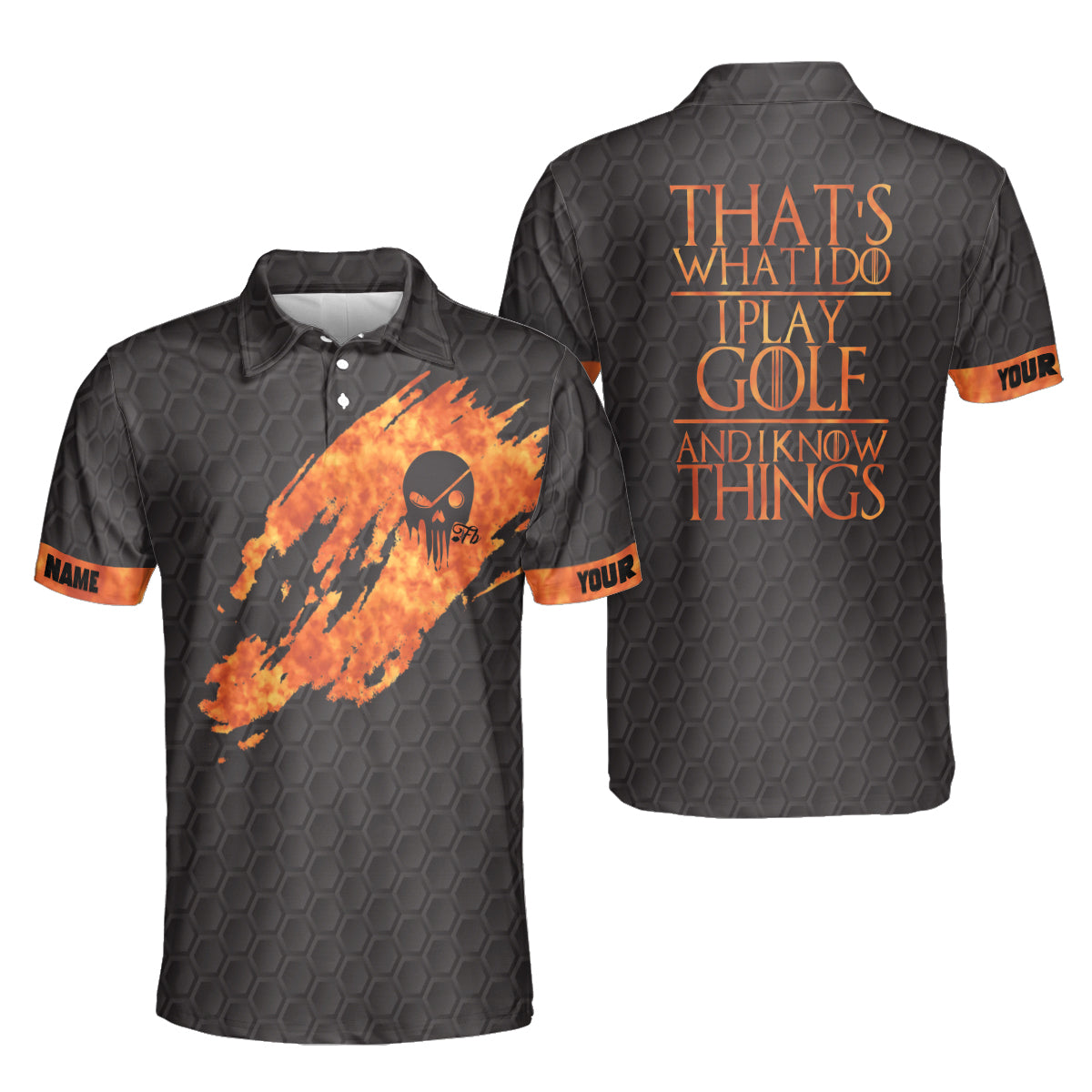 Petthouse | Custom Name Golf Skull Polo Shirt, That's What I Do I Play Golf And I Know Things Aholic