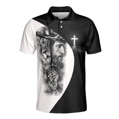 Petthouse | Christ Cross Polo Shirt Lion Jesus Polo Shirt Christ Heart Polo Shirt Christian Polo Christian Gift