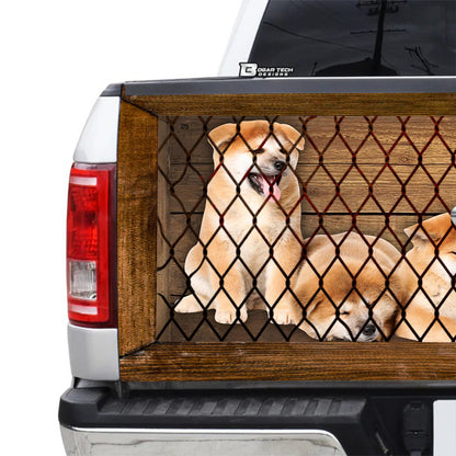 Petthouse | Akita Inu Puppies Tailgate Wraps For Trucks Dog Wood Cage Graphic Wraps Fun Car Decor