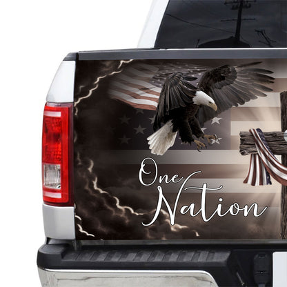 Petthouse | One Nation Under God Jesus Christ Tailgate Wrap Decal Happy 4th Of July Truck Decoration