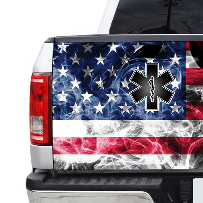 Petthouse | Medical Symbol Patriotic Smoke American Flag Tailgate Wrap Decal Truck Car Graphic